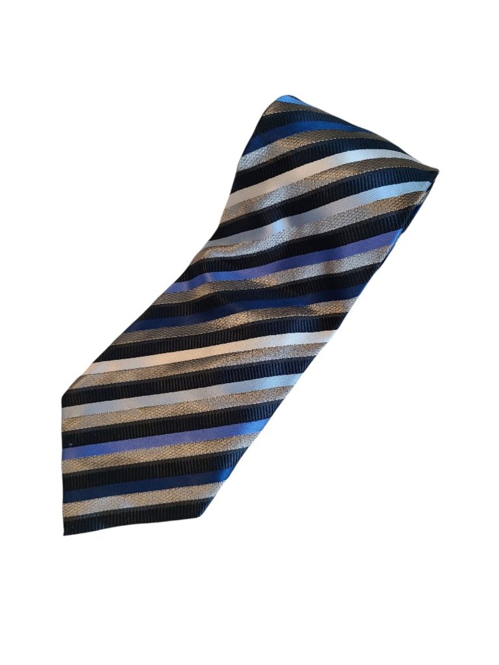 Bergamo New York Tie Striped Blue Brown White Mens Necktie Business Career
